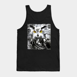 Owl Black and White Spray Paint Wall Tank Top